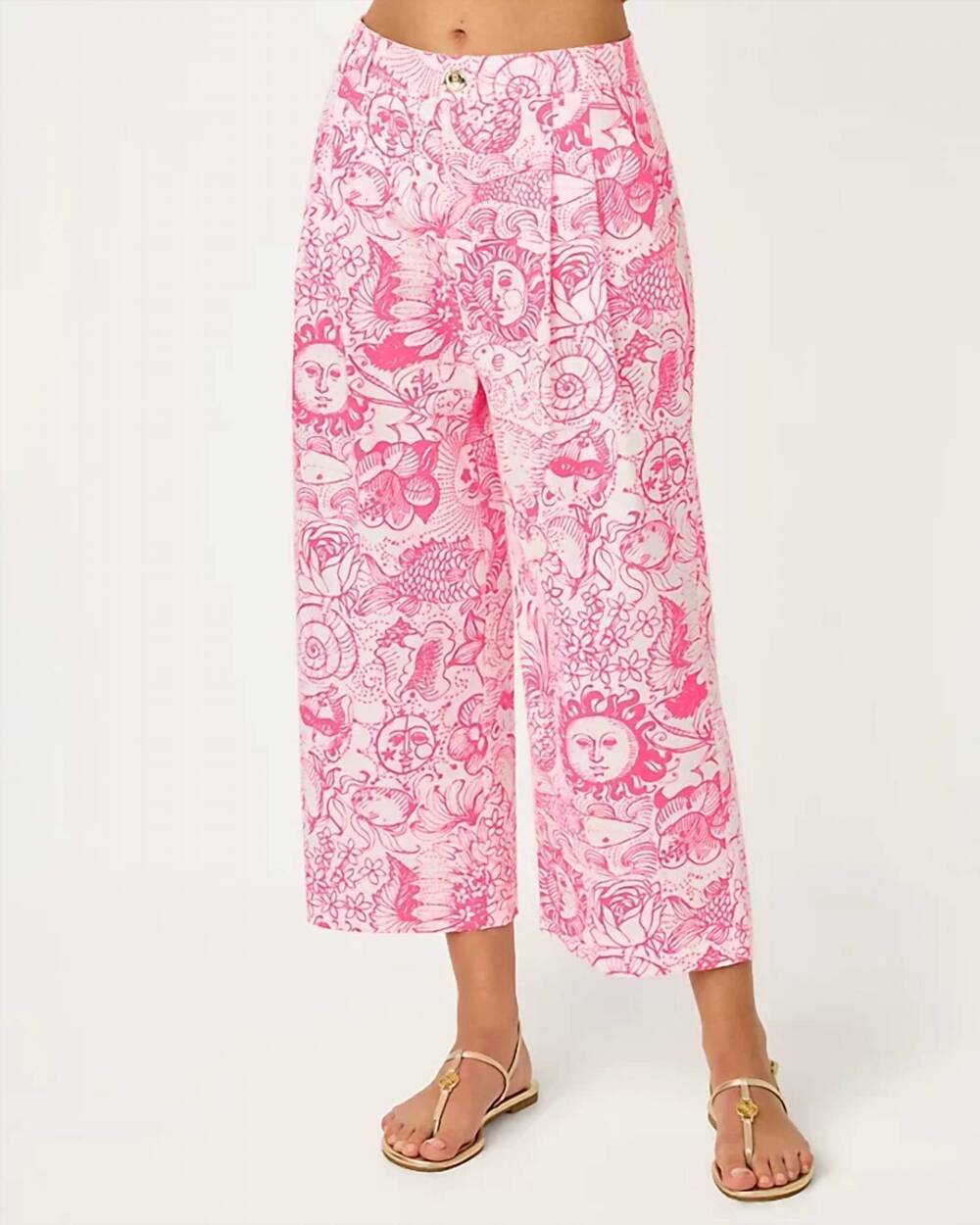 NEW LILLY PULITZER women's mandalay crop pant in cherry blossom pink fleur de li